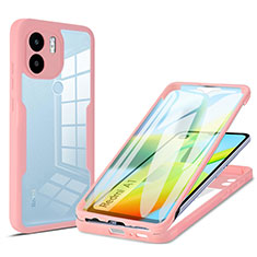 Custodia Silicone Trasparente Laterale 360 Gradi Cover MJ1 per Xiaomi Redmi A2 Oro Rosa