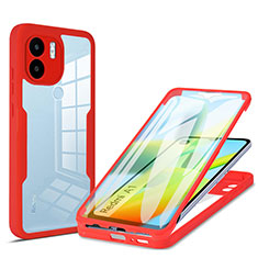 Custodia Silicone Trasparente Laterale 360 Gradi Cover MJ1 per Xiaomi Redmi A2 Plus Rosso