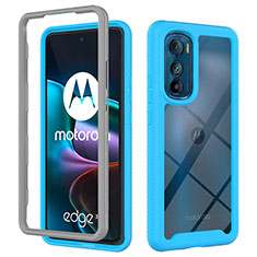 Custodia Silicone Trasparente Laterale 360 Gradi Cover per Motorola Moto Edge 30 5G Ciano
