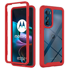 Custodia Silicone Trasparente Laterale 360 Gradi Cover per Motorola Moto Edge 30 5G Rosso