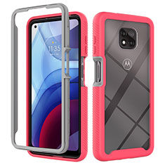 Custodia Silicone Trasparente Laterale 360 Gradi Cover per Motorola Moto G Power (2021) Rosso