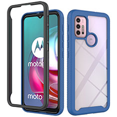 Custodia Silicone Trasparente Laterale 360 Gradi Cover per Motorola Moto G10 Power Blu