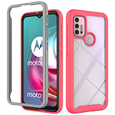 Custodia Silicone Trasparente Laterale 360 Gradi Cover per Motorola Moto G10 Power Rosa Caldo