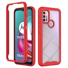 Custodia Silicone Trasparente Laterale 360 Gradi Cover per Motorola Moto G10 Rosso