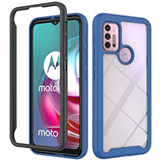 Custodia Silicone Trasparente Laterale 360 Gradi Cover per Motorola Moto G30 Blu