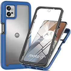 Custodia Silicone Trasparente Laterale 360 Gradi Cover per Motorola Moto G32 Blu