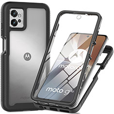 Custodia Silicone Trasparente Laterale 360 Gradi Cover per Motorola Moto G32 Nero