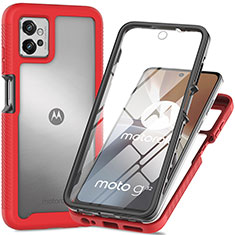 Custodia Silicone Trasparente Laterale 360 Gradi Cover per Motorola Moto G32 Rosso