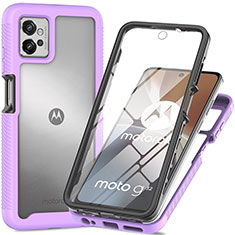 Custodia Silicone Trasparente Laterale 360 Gradi Cover per Motorola Moto G32 Viola