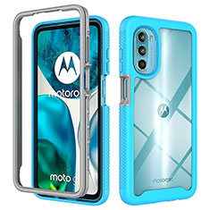Custodia Silicone Trasparente Laterale 360 Gradi Cover per Motorola MOTO G52 Ciano
