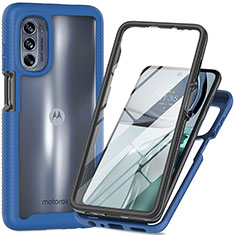 Custodia Silicone Trasparente Laterale 360 Gradi Cover per Motorola Moto G62 5G Blu