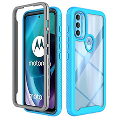 Custodia Silicone Trasparente Laterale 360 Gradi Cover per Motorola Moto G71 5G Ciano
