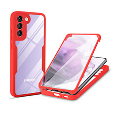 Custodia Silicone Trasparente Laterale 360 Gradi Cover per Samsung Galaxy S21 FE 5G Rosso
