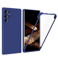 Custodia Silicone Trasparente Laterale 360 Gradi Cover per Samsung Galaxy S24 Ultra 5G Blu