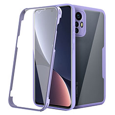 Custodia Silicone Trasparente Laterale 360 Gradi Cover per Xiaomi Mi 12S Pro 5G Viola