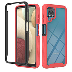 Custodia Silicone Trasparente Laterale 360 Gradi Cover YB1 per Samsung Galaxy A12 Rosso