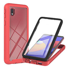 Custodia Silicone Trasparente Laterale 360 Gradi Cover YB2 per Samsung Galaxy A01 Core Rosso