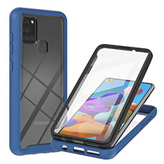 Custodia Silicone Trasparente Laterale 360 Gradi Cover YB2 per Samsung Galaxy A21s Blu