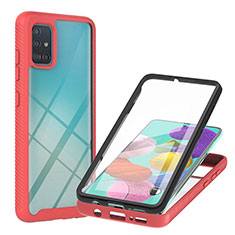 Custodia Silicone Trasparente Laterale 360 Gradi Cover YB2 per Samsung Galaxy A51 4G Rosso