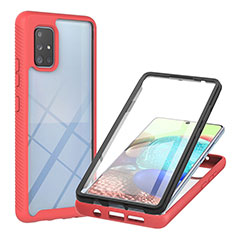 Custodia Silicone Trasparente Laterale 360 Gradi Cover YB2 per Samsung Galaxy A71 4G A715 Rosso