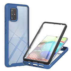 Custodia Silicone Trasparente Laterale 360 Gradi Cover YB2 per Samsung Galaxy A71 5G Blu