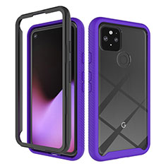 Custodia Silicone Trasparente Laterale 360 Gradi Cover ZJ1 per Google Pixel 5 Lavanda