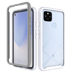 Custodia Silicone Trasparente Laterale 360 Gradi Cover ZJ1 per Google Pixel 5 XL 5G Bianco