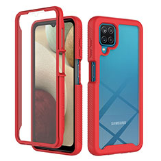 Custodia Silicone Trasparente Laterale 360 Gradi Cover ZJ1 per Samsung Galaxy A12 Rosso