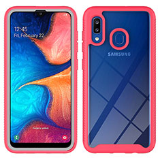 Custodia Silicone Trasparente Laterale 360 Gradi Cover ZJ1 per Samsung Galaxy A20 Rosa Caldo