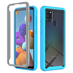 Custodia Silicone Trasparente Laterale 360 Gradi Cover ZJ1 per Samsung Galaxy A21s Cielo Blu