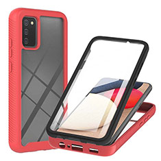 Custodia Silicone Trasparente Laterale 360 Gradi Cover ZJ1 per Samsung Galaxy M02s Rosso