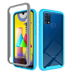 Custodia Silicone Trasparente Laterale 360 Gradi Cover ZJ1 per Samsung Galaxy M31 Prime Edition Cielo Blu