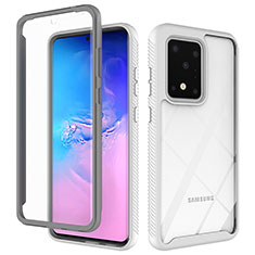 Custodia Silicone Trasparente Laterale 360 Gradi Cover ZJ1 per Samsung Galaxy S20 Ultra 5G Bianco