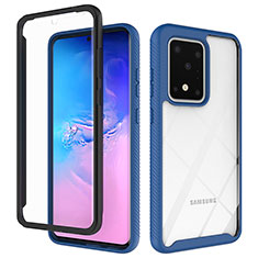 Custodia Silicone Trasparente Laterale 360 Gradi Cover ZJ1 per Samsung Galaxy S20 Ultra 5G Blu