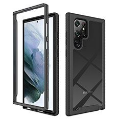 Custodia Silicone Trasparente Laterale 360 Gradi Cover ZJ1 per Samsung Galaxy S22 Ultra 5G Nero