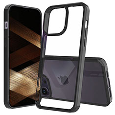 Custodia Silicone Trasparente Laterale 360 Gradi Cover ZJ2 per Apple iPhone 15 Pro Nero