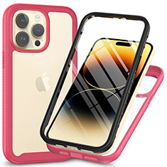 Custodia Silicone Trasparente Laterale 360 Gradi Cover ZJ3 per Apple iPhone 13 Pro Rosa Caldo