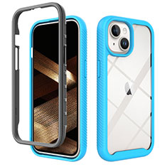 Custodia Silicone Trasparente Laterale 360 Gradi Cover ZJ3 per Apple iPhone 14 Cielo Blu