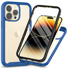Custodia Silicone Trasparente Laterale 360 Gradi Cover ZJ3 per Apple iPhone 14 Pro Blu