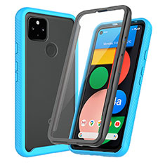 Custodia Silicone Trasparente Laterale 360 Gradi Cover ZJ3 per Google Pixel 4a 5G Cielo Blu