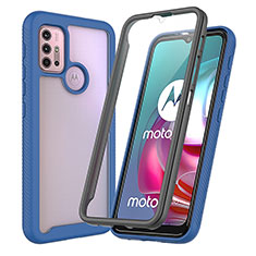 Custodia Silicone Trasparente Laterale 360 Gradi Cover ZJ3 per Motorola Moto G10 Blu