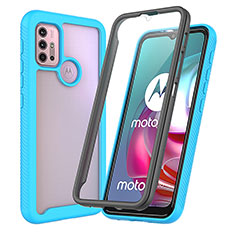 Custodia Silicone Trasparente Laterale 360 Gradi Cover ZJ3 per Motorola Moto G10 Cielo Blu