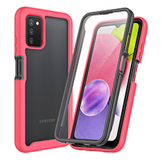 Custodia Silicone Trasparente Laterale 360 Gradi Cover ZJ3 per Samsung Galaxy A02s Rosa Caldo