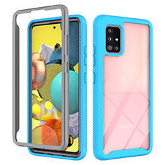 Custodia Silicone Trasparente Laterale 360 Gradi Cover ZJ3 per Samsung Galaxy A51 4G Cielo Blu