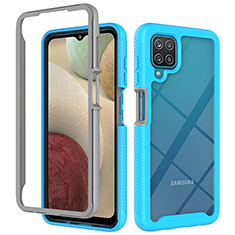 Custodia Silicone Trasparente Laterale 360 Gradi Cover ZJ3 per Samsung Galaxy F12 Cielo Blu