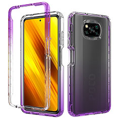 Custodia Silicone Trasparente Laterale 360 Gradi Cover ZJ3 per Xiaomi Poco X3 NFC Viola