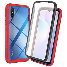 Custodia Silicone Trasparente Laterale 360 Gradi Cover ZJ3 per Xiaomi Redmi 9AT Rosso