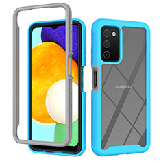 Custodia Silicone Trasparente Laterale 360 Gradi Cover ZJ4 per Samsung Galaxy A02s Cielo Blu