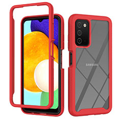 Custodia Silicone Trasparente Laterale 360 Gradi Cover ZJ4 per Samsung Galaxy A02s Rosso