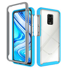 Custodia Silicone Trasparente Laterale 360 Gradi Cover ZJ4 per Xiaomi Redmi Note 9 Pro Cielo Blu